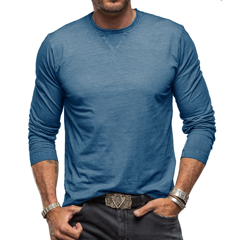 Long sleeve crew neck men's cotton shirt - Image 6