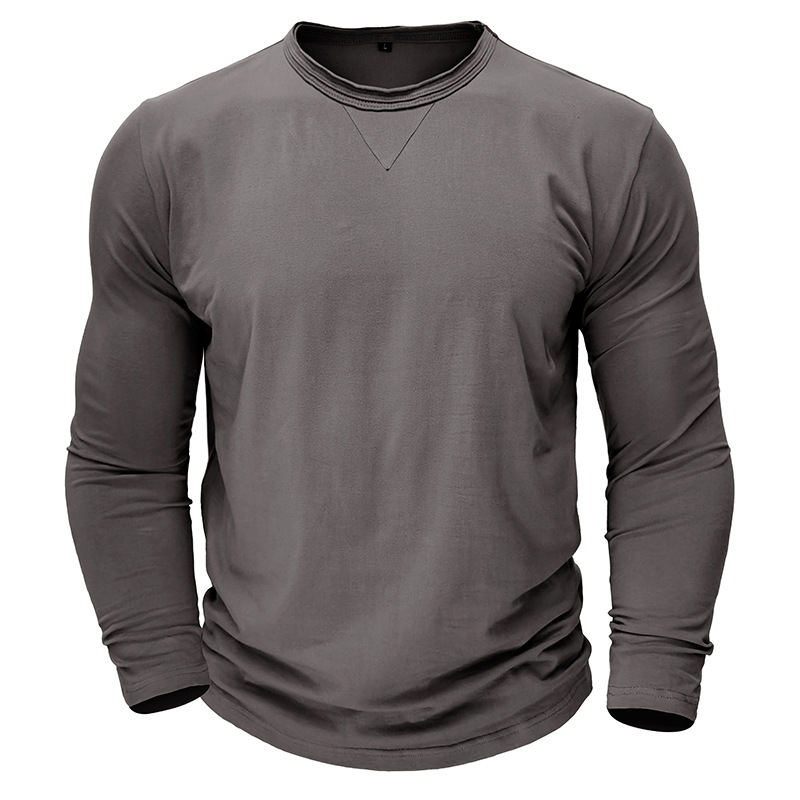 Long sleeve crew neck men's cotton shirt - Image 4