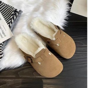 Faux suede unisex warm indoor shoes