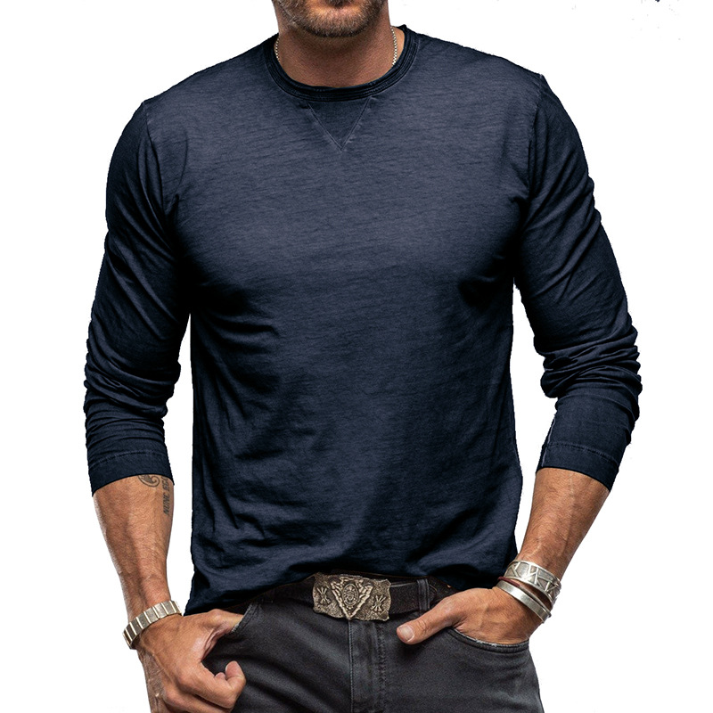 Long sleeve crew neck men's cotton shirt - Image 9