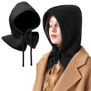 Knitted hoodie style winter hat