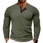 Casual men's Henley shirt - dark green