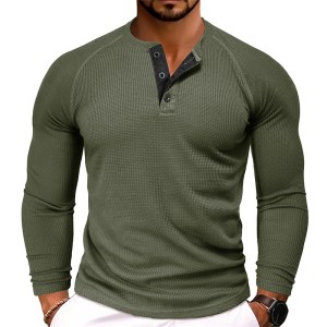 Casual men's Henley shirt - dark green