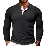 Casual men's Henley shirt - black