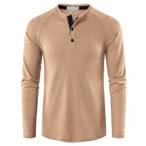 Casual men's Henley shirt - light brown