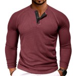 Casual men's Henley shirt - wine red