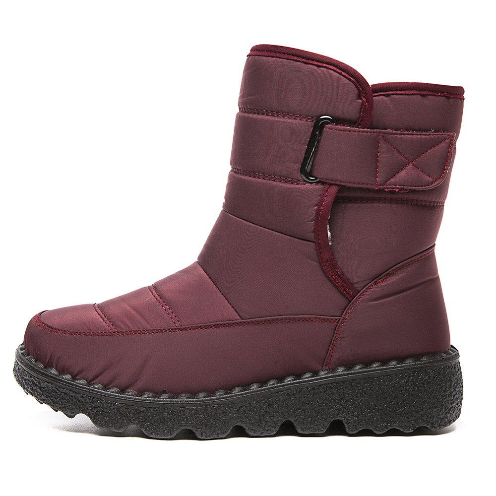Warm winter boots for women - wine red