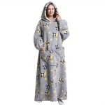 Oversized fleecy home-wear long hoodie