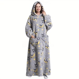 Oversized fleecy home-wear long hoodie