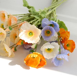 Artificial poppy flower set