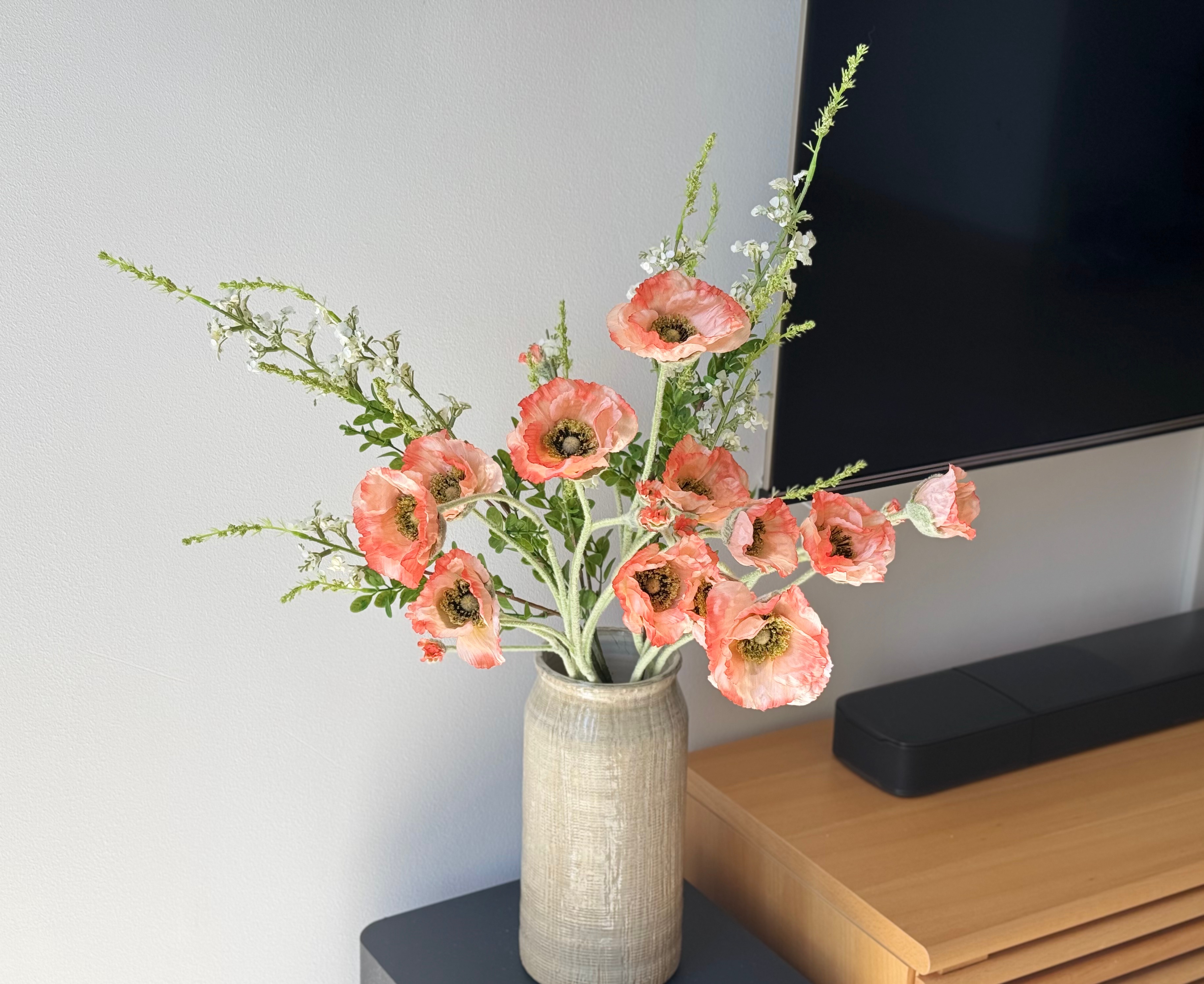 Artificial 6-piece Poppy flowers and Sage branches bouquet - Image 4