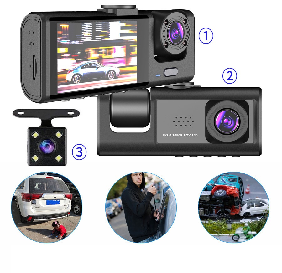 3 lens HD 1080P Wi-Fi 12V dash camera - Image 10