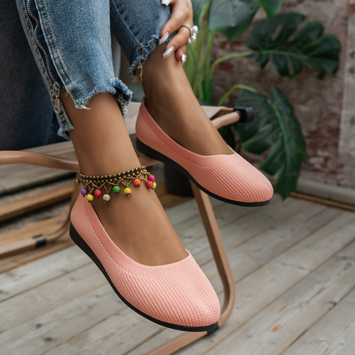 Women's casual knit ballet shoes - Image 21