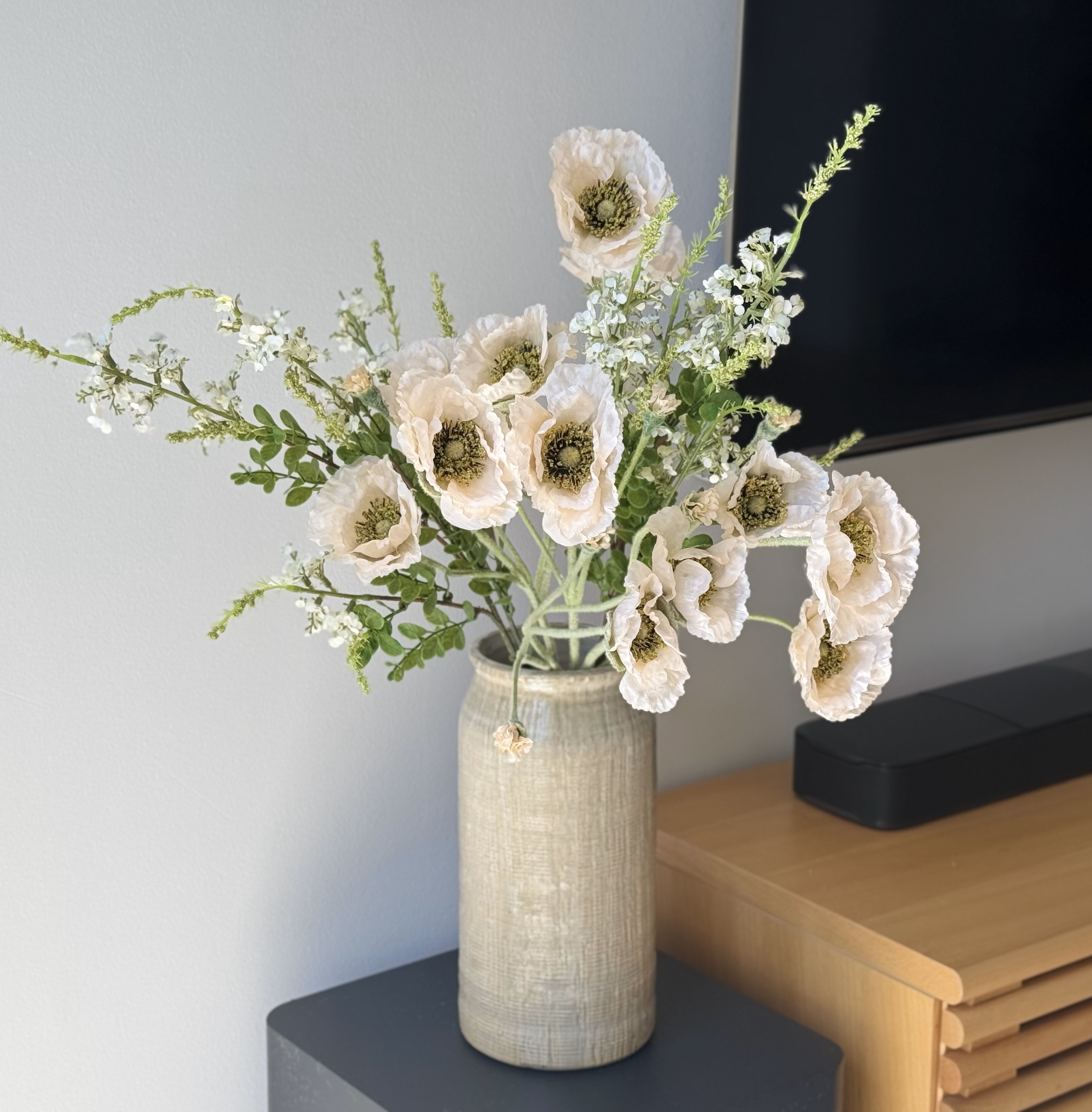 Artificial 6-piece Poppy flowers and Sage branches bouquet
