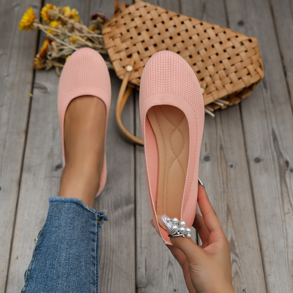 Women's casual knit ballet shoes - Image 22