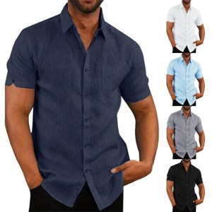 Short-sleeve men's linen shirt
