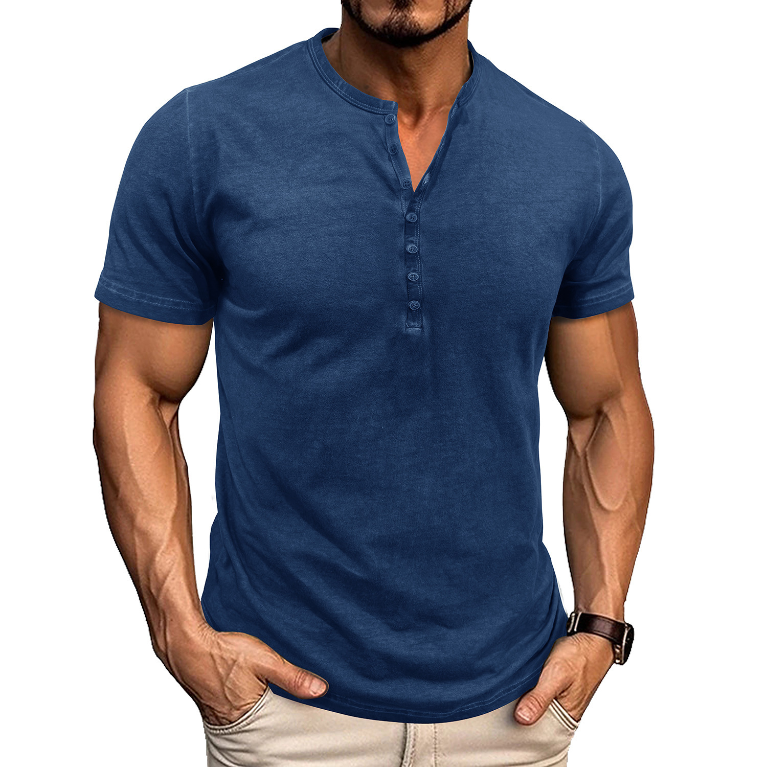 Men's cotton Henley t-shirt