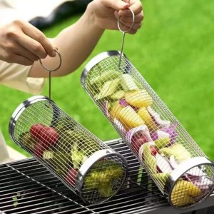 Stainless Steel rolling grill basket