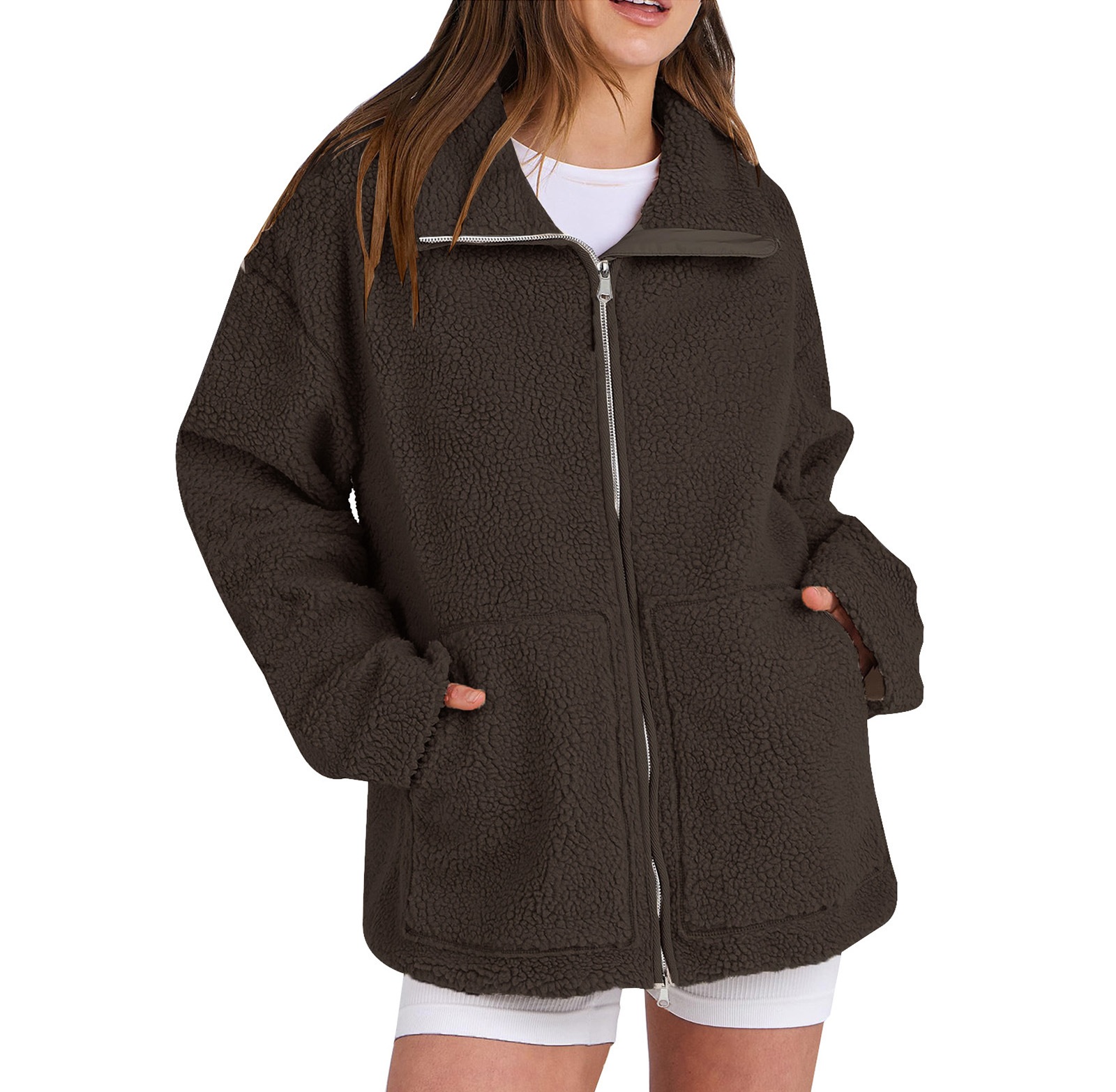 Polar fleece double zip women's jacket - Image 6
