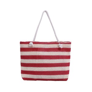 Beach style woven striped shopper bag