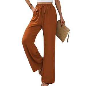 Wide leg draw string waist women's pants