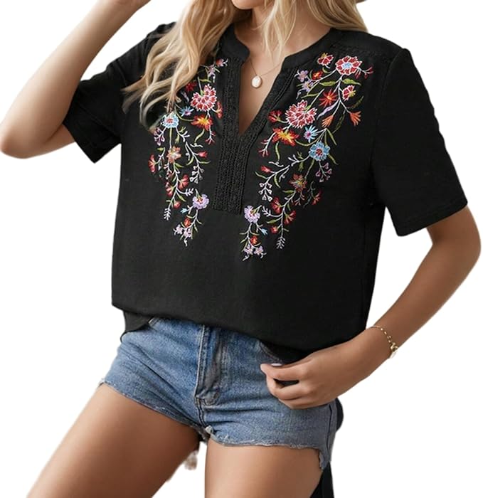 V-neck embroidered women's top - Image 8