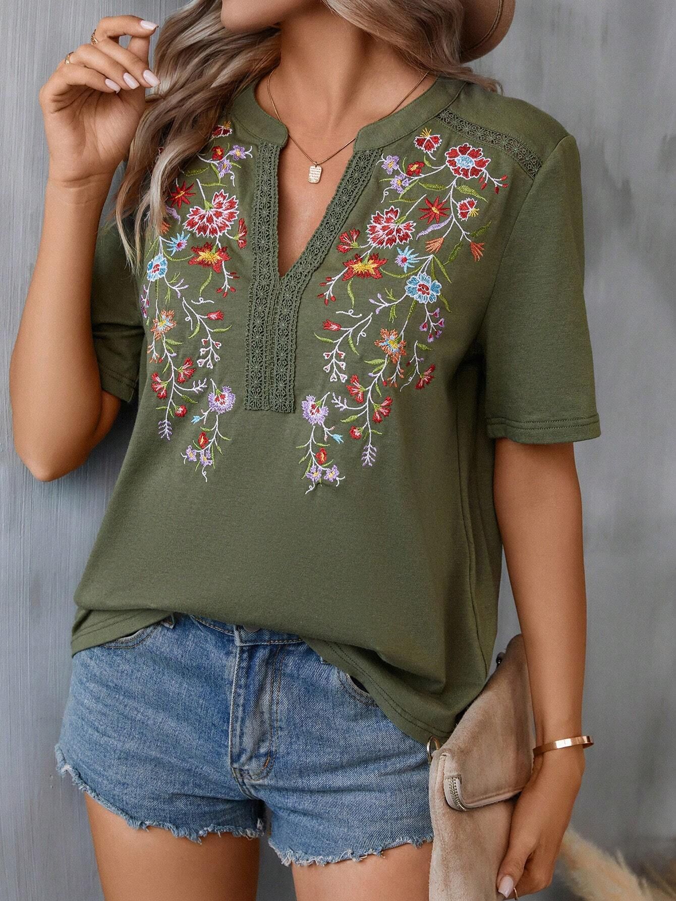 V-neck embroidered women's top - Image 16