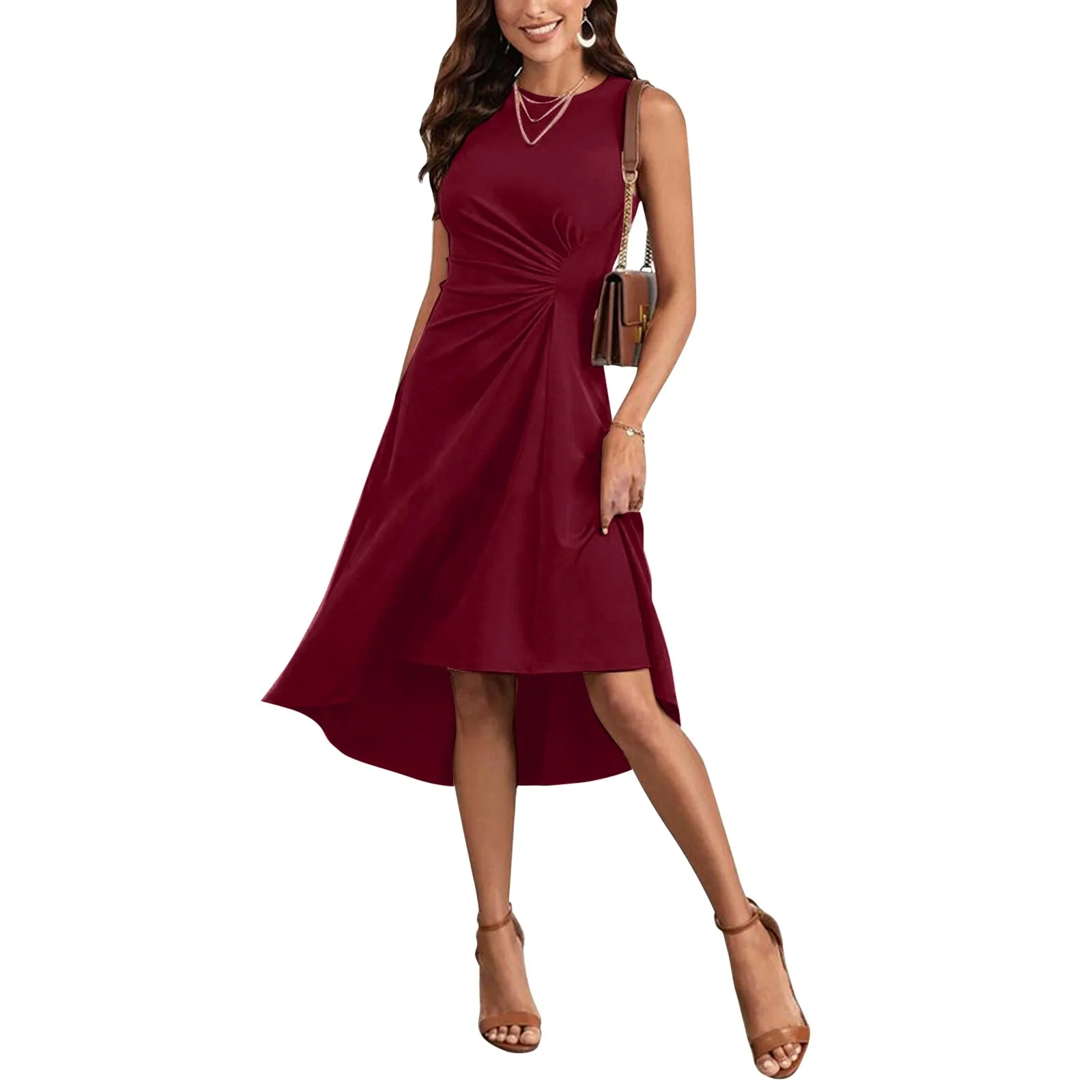 Elegant ruched midi dress - Image 48