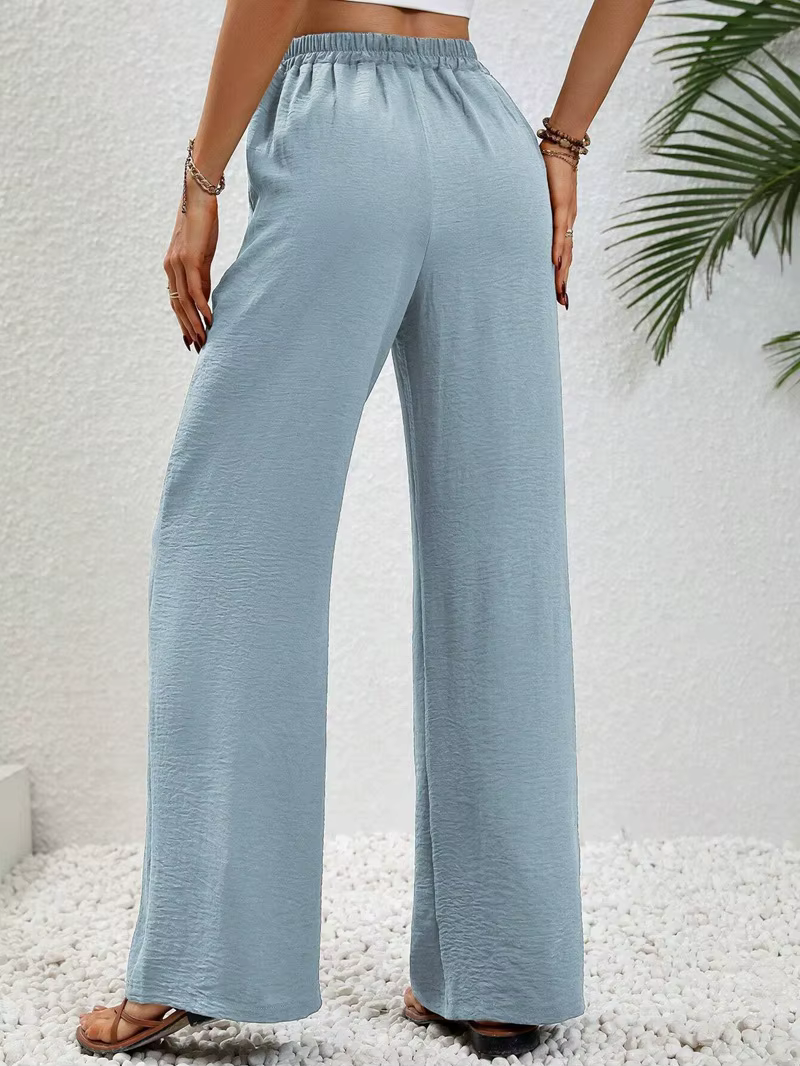 Wide leg draw string waist women's pants - Image 35