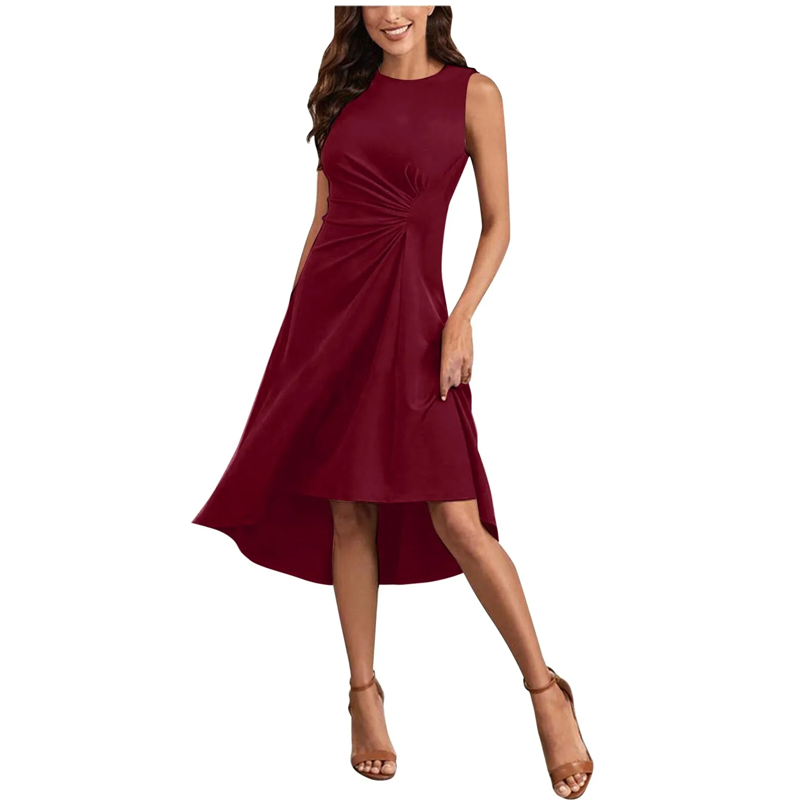 Elegant ruched midi dress - Image 51