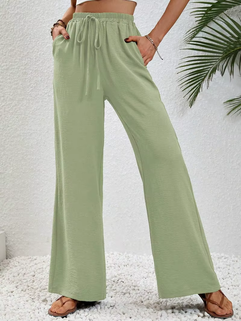 Wide leg draw string waist women's pants - Image 6