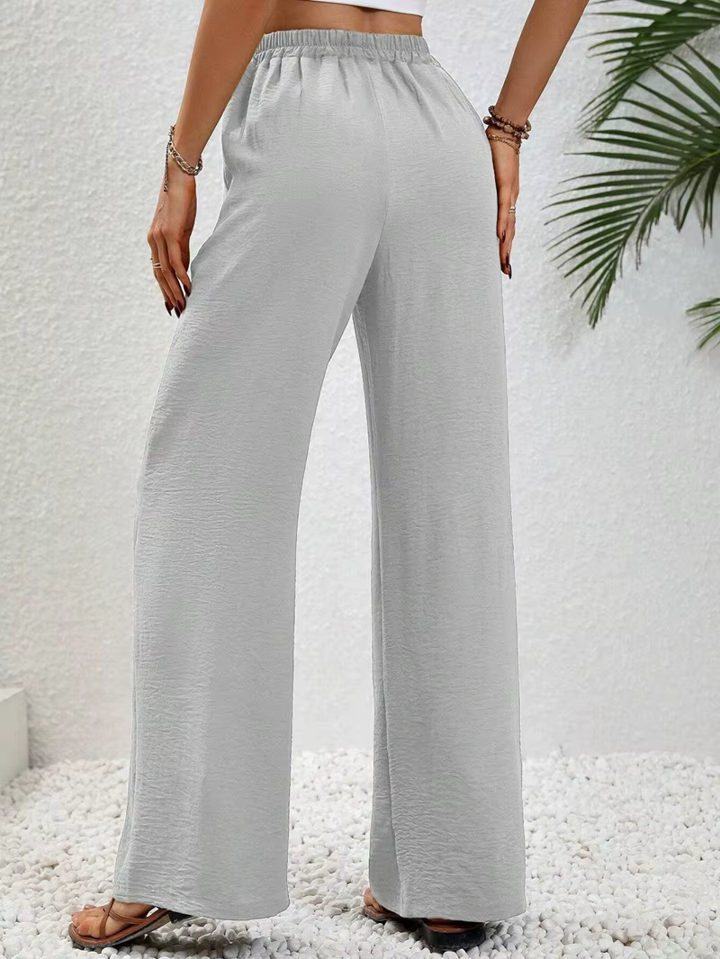 Wide leg draw string waist women's pants - Image 40