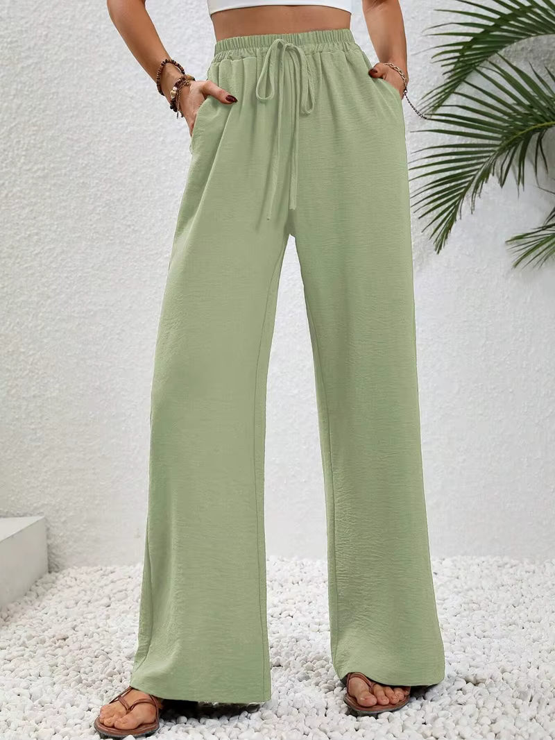 Wide leg draw string waist women's pants - Image 7