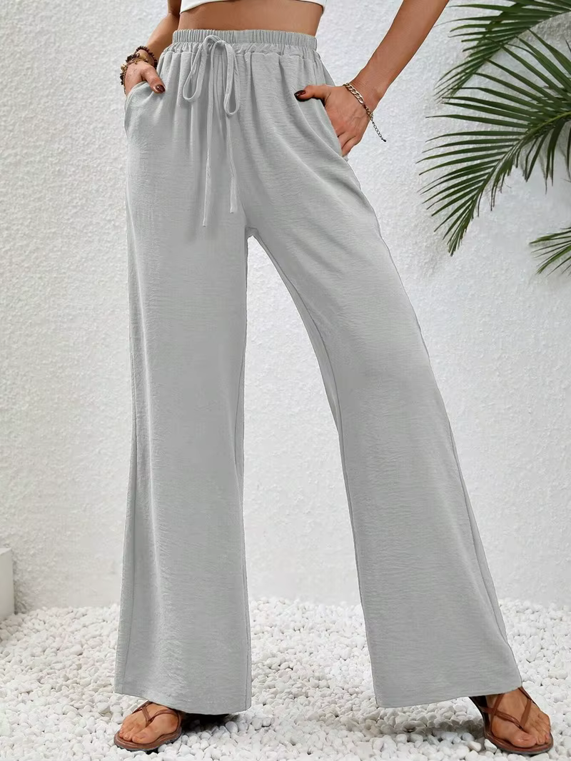 Wide leg draw string waist women's pants - Image 38