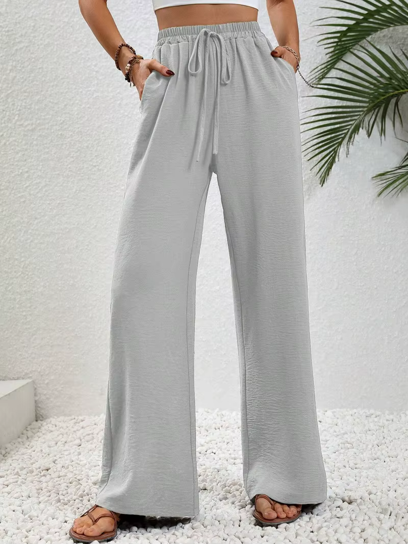 Wide leg draw string waist women's pants - Image 39