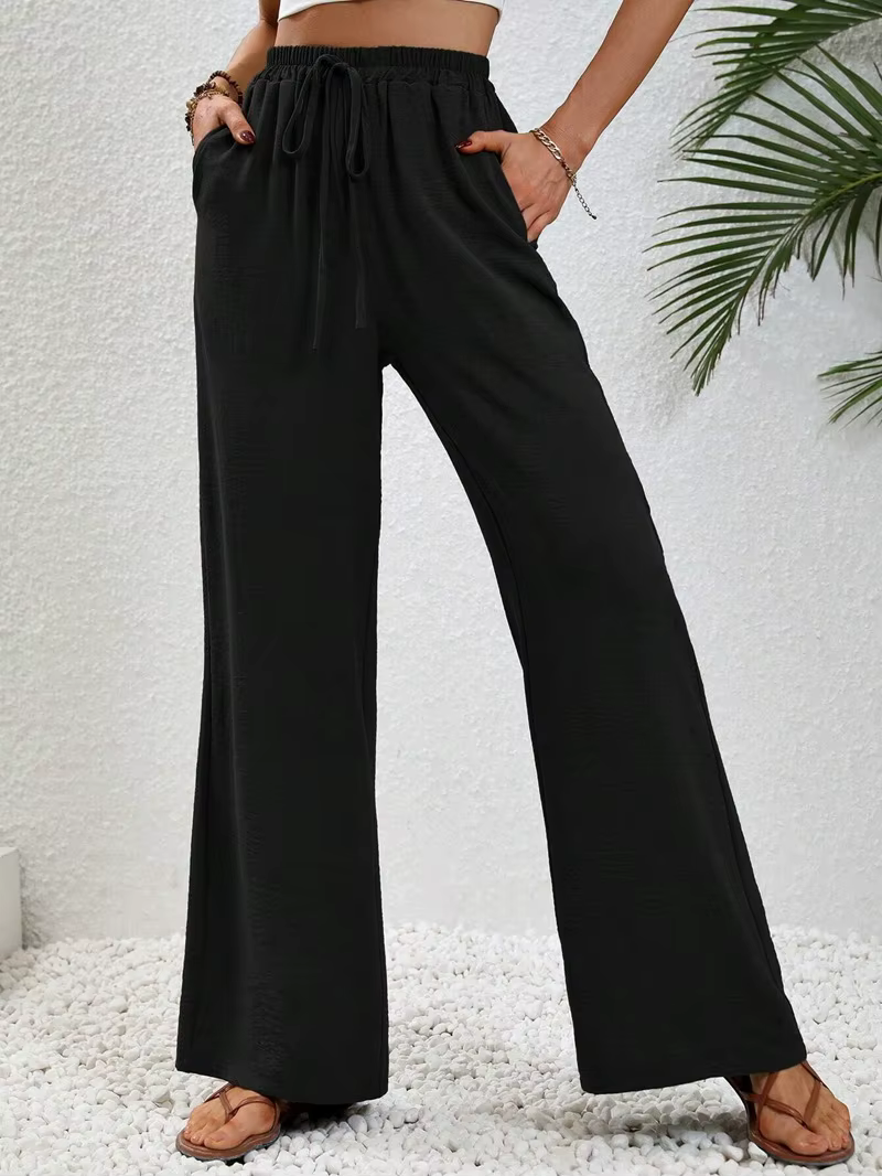 Wide leg draw string waist women's pants - Image 10