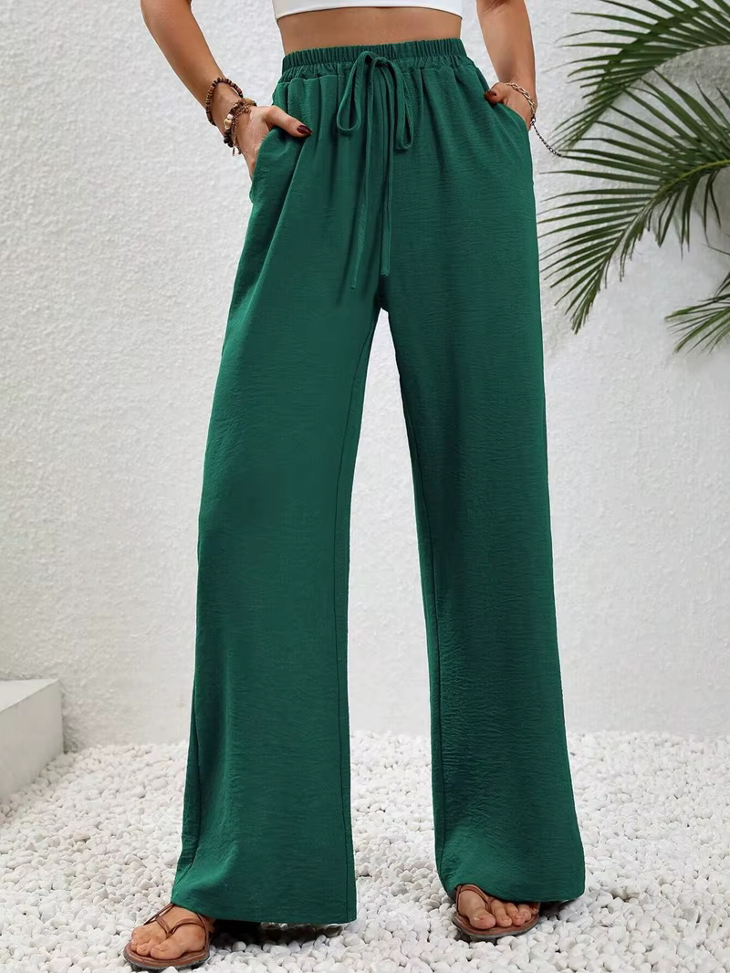 Wide leg draw string waist women's pants - Image 32