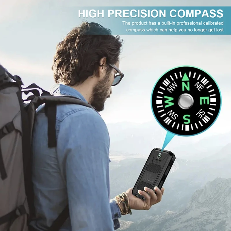 Portable solar power bank with flash light and compass - Image 12