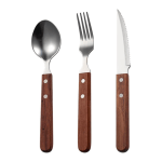 Stainless steel steak knife, fork and spoon set