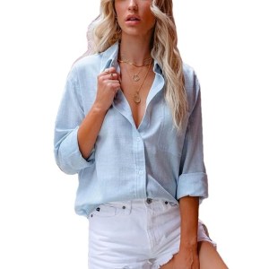 Relaxed long sleeve women's cotton shirt