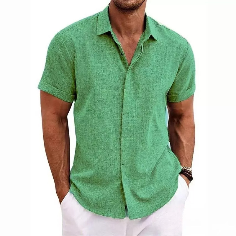 Casual short sleeve men's linen shirt - Image 7