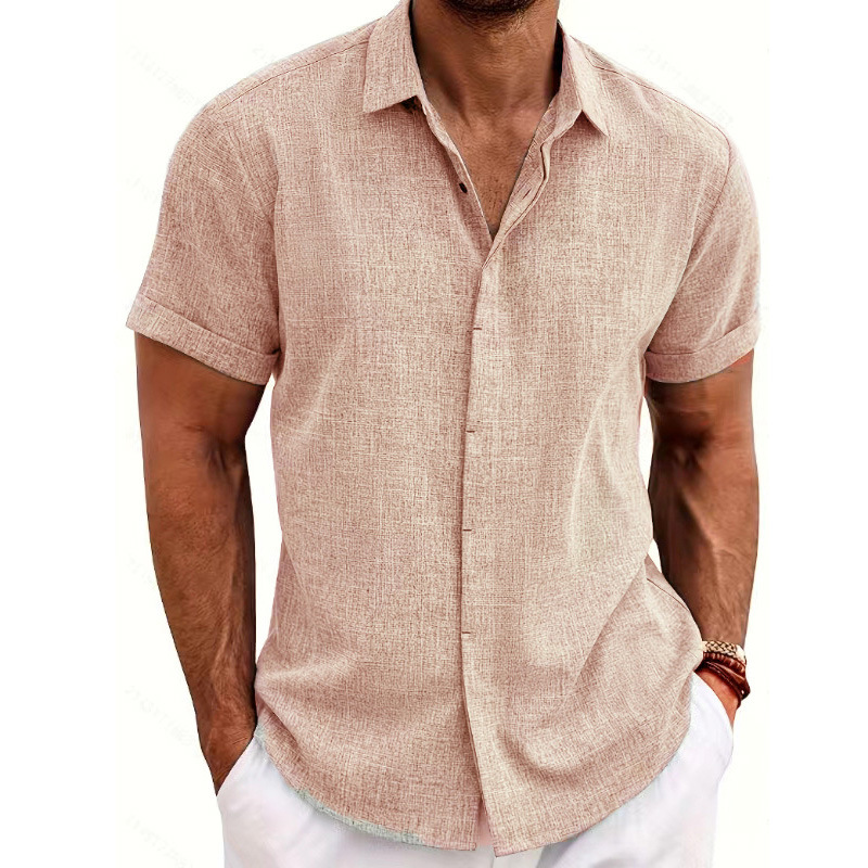 Casual short sleeve men's linen shirt - Image 10