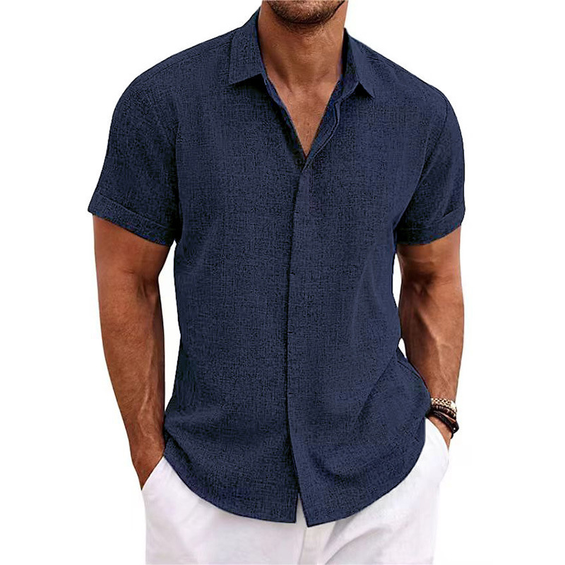 Casual short sleeve men's linen shirt - Image 13