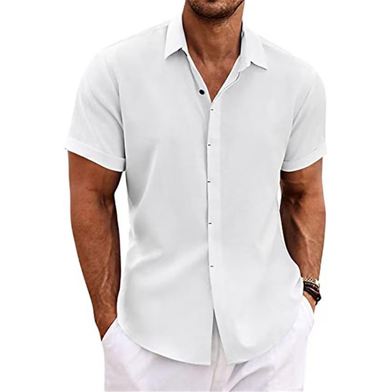 Casual short sleeve men's linen shirt - Image 15