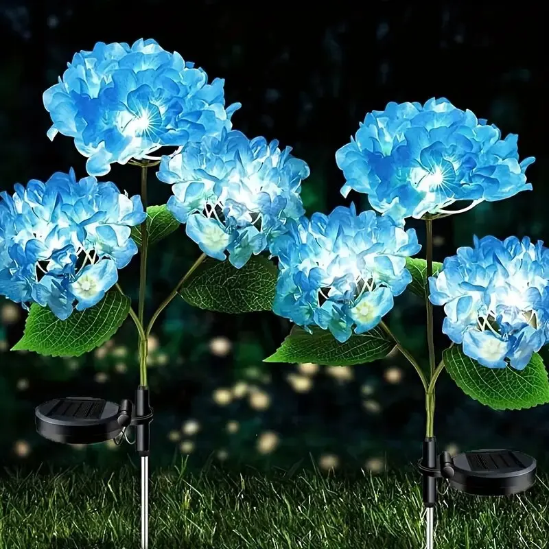 Solar powered Hydrangea flower garden lights