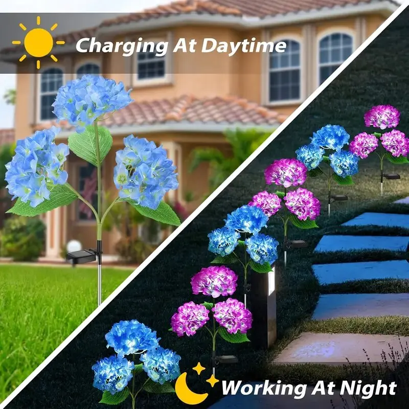 Solar powered Hydrangea flower garden lights - Image 16