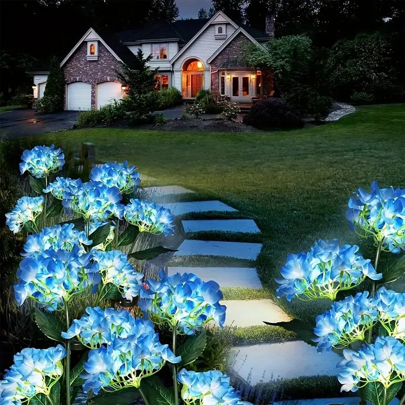 Solar powered Hydrangea flower garden lights - Image 12