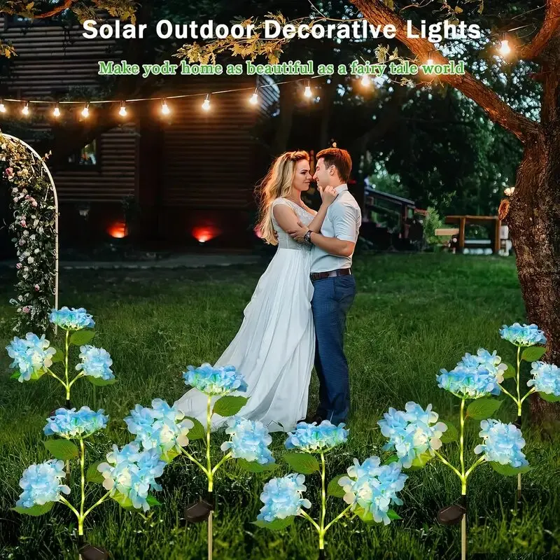 Solar powered Hydrangea flower garden lights - Image 15
