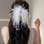 Fluffy feathers hair clip