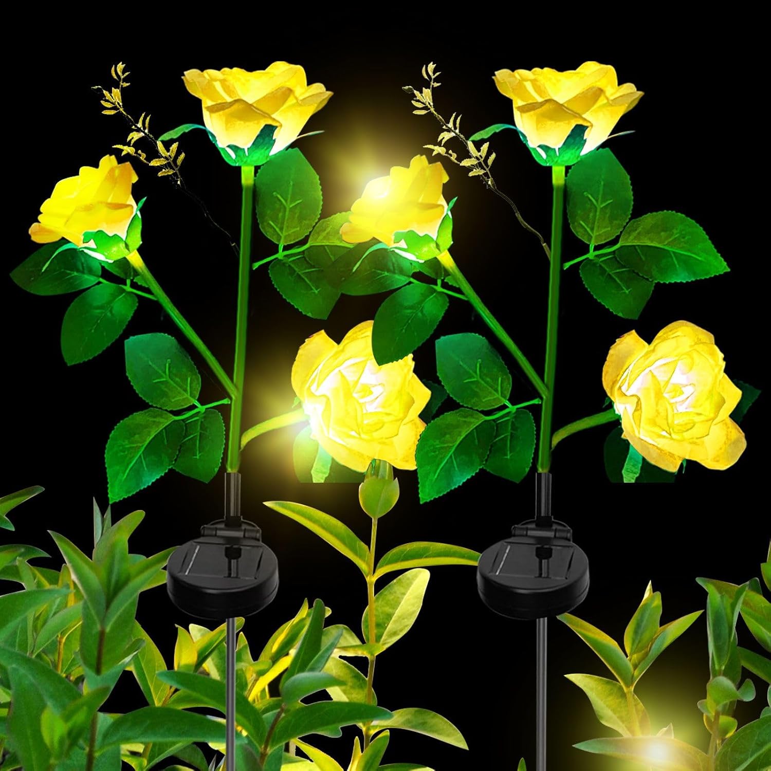 Solar powered 3-head Rose flower outdoor light - Image 9